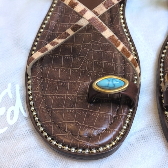 NEW Sam Edelman Tenly Toe Camel Zebra Brahama Hair Strap Sandals 8.5 - Picture 5 of 13